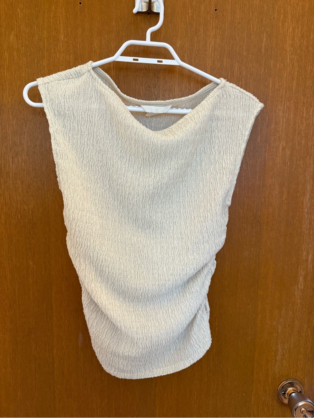 H&M Cream Textured Sleeveless Tank Top